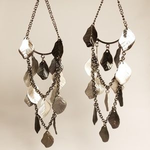 Slate Feather Super Dangle Statement Earrings